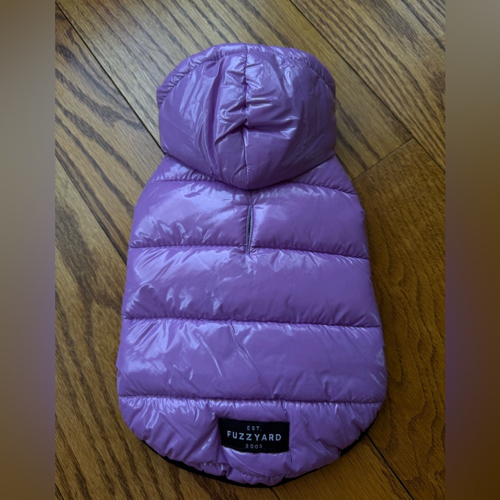 Purple Puffer Dog Jacket by Fuzzyard size 1 XS